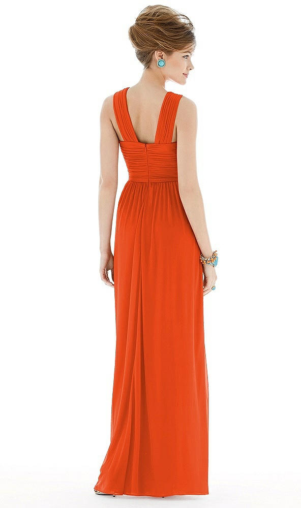 Back View - Tangerine Tango Maxi Chiffon Sleeveless Halter Dress