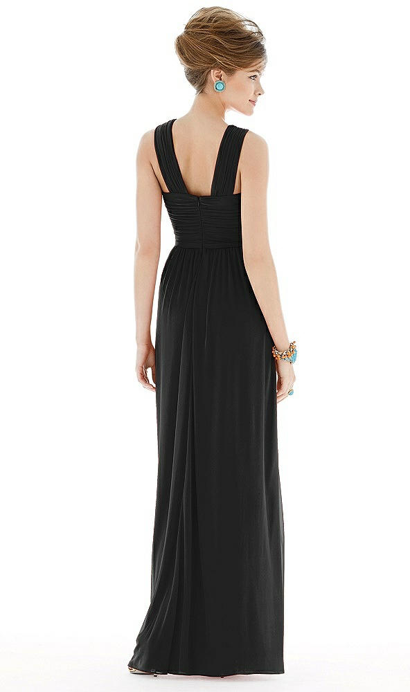 Back View - Black Maxi Chiffon Sleeveless Halter Dress