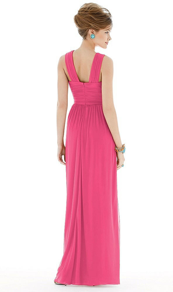 Back View - Forever Pink Maxi Chiffon Sleeveless Halter Dress