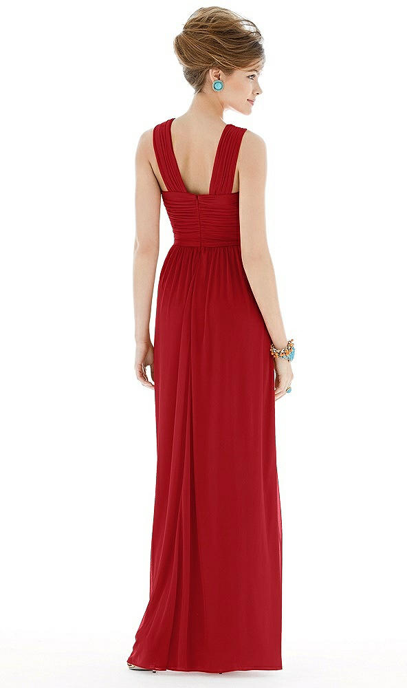 Back View - Garnet Maxi Chiffon Sleeveless Halter Dress