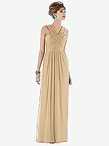 Front View Thumbnail - Golden Maxi Chiffon Sleeveless Halter Dress