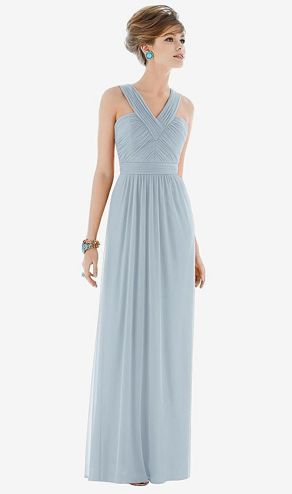Front View - Mist Maxi Chiffon Sleeveless Halter Dress