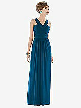 Front View Thumbnail - Ocean Blue Maxi Chiffon Sleeveless Halter Dress