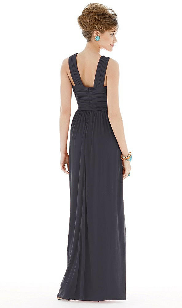 Back View - Onyx Maxi Chiffon Sleeveless Halter Dress
