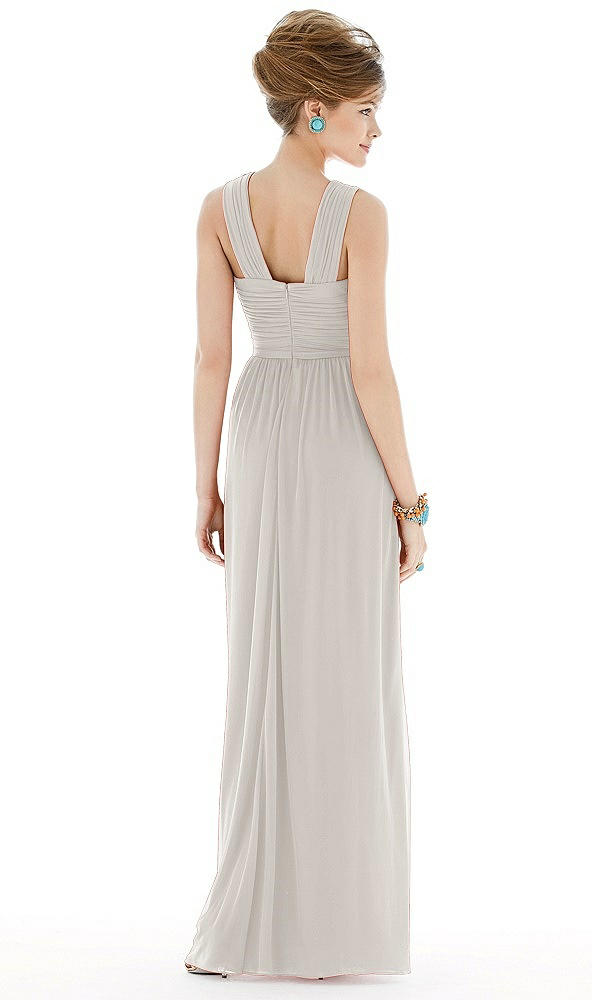 Back View - Oyster Maxi Chiffon Sleeveless Halter Dress