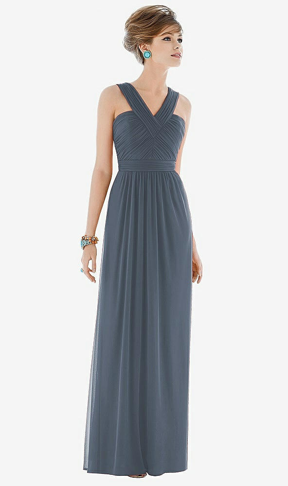 Front View - Silverstone Maxi Chiffon Sleeveless Halter Dress
