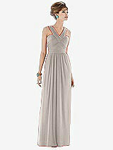 Front View Thumbnail - Taupe Maxi Chiffon Sleeveless Halter Dress
