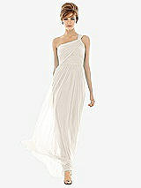 Front View Thumbnail - Ivory One Shoulder Assymetrical Draped Bodice Dress