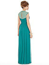 Rear View Thumbnail - Mediterranean Chiffon Knit Cap Sleeve VNeck Maxi Dress