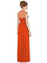 Rear View Thumbnail - Tangerine Tango Chiffon Knit Cap Sleeve VNeck Maxi Dress