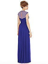 Rear View Thumbnail - Electric Blue Chiffon Knit Cap Sleeve VNeck Maxi Dress