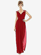 Front View Thumbnail - Garnet Chiffon Knit Cap Sleeve VNeck Maxi Dress