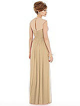 Rear View Thumbnail - Golden Chiffon Knit Cap Sleeve VNeck Maxi Dress