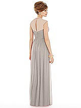 Rear View Thumbnail - Taupe Chiffon Knit Cap Sleeve VNeck Maxi Dress