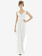 Front View Thumbnail - White Chiffon Knit Cap Sleeve VNeck Maxi Dress