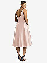 Rear View Thumbnail - Blush Bateau Neck Satin High Low Cocktail Dress