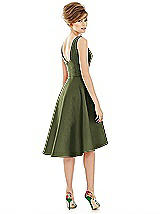 Alt View 2 Thumbnail - Olive Green Bateau Neck Satin High Low Cocktail Dress