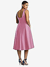 Rear View Thumbnail - Powder Pink Bateau Neck Satin High Low Cocktail Dress