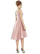Alt View 2 Thumbnail - Rose Bateau Neck Satin High Low Cocktail Dress