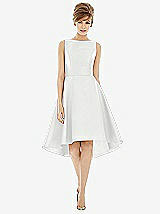 Alt View 1 Thumbnail - White Bateau Neck Satin High Low Cocktail Dress