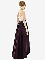Alt View 2 Thumbnail - Deep Plum & Blush Strapless Satin High Low Dress with Pockets