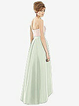 Alt View 2 Thumbnail - Mint Green & Blush Strapless Satin High Low Dress with Pockets