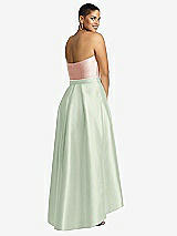 Rear View Thumbnail - Mint Green & Blush Strapless Satin High Low Dress with Pockets