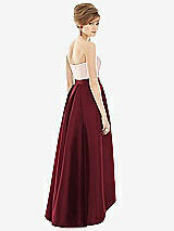 Alt View 2 Thumbnail - Cabernet & Blush Strapless Satin High Low Dress with Pockets