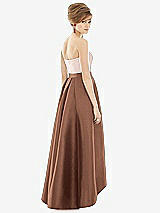 Alt View 2 Thumbnail - Cognac & Blush Strapless Satin High Low Dress with Pockets