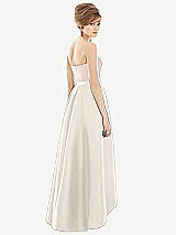 Alt View 2 Thumbnail - Ivory & Blush Strapless Satin High Low Dress with Pockets