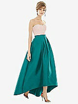 Alt View 1 Thumbnail - Jade & Blush Strapless Satin High Low Dress with Pockets