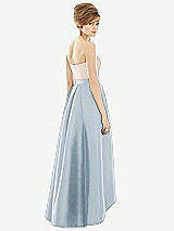 Alt View 2 Thumbnail - Mist & Blush Strapless Satin High Low Dress with Pockets