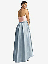 Rear View Thumbnail - Mist & Blush Strapless Satin High Low Dress with Pockets