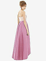 Alt View 2 Thumbnail - Powder Pink & Blush Strapless Satin High Low Dress with Pockets