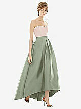 Alt View 1 Thumbnail - Sage & Blush Strapless Satin High Low Dress with Pockets