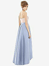 Alt View 2 Thumbnail - Sky Blue & Blush Strapless Satin High Low Dress with Pockets