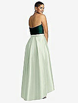 Rear View Thumbnail - Mint Green & Evergreen Strapless Satin High Low Dress with Pockets