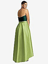 Rear View Thumbnail - Mojito & Evergreen Strapless Satin High Low Dress with Pockets