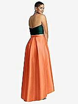 Rear View Thumbnail - Portofino Orange & Evergreen Strapless Satin High Low Dress with Pockets