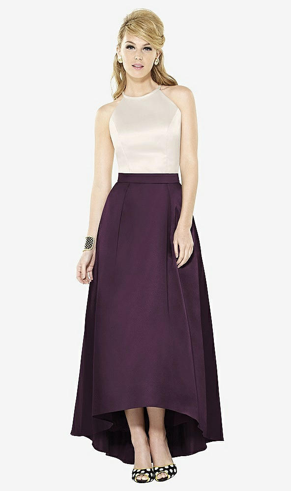 Front View - Aubergine & Ivory After Six Bridesmaid Dress 6718