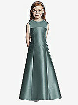 Front View Thumbnail - Smoke Blue Flower Girl Dress FL4041