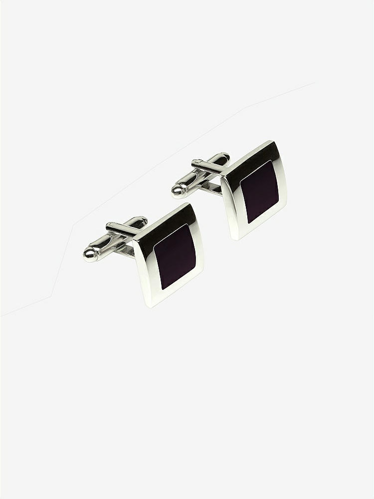 Front View - Aubergine Color Block Cufflinks by After Six