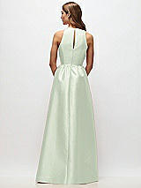 Rear View Thumbnail - Mint Green Sleeveless Keyhole Back Satin Maxi Dress