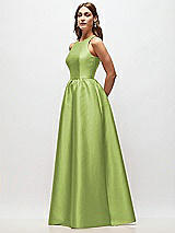 Side View Thumbnail - Mojito Sleeveless Keyhole Back Satin Maxi Dress