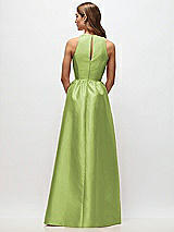 Rear View Thumbnail - Mojito Sleeveless Keyhole Back Satin Maxi Dress