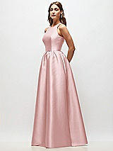 Side View Thumbnail - Ballet Pink Sleeveless Keyhole Back Satin Maxi Dress