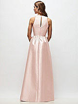 Rear View Thumbnail - Blush Sleeveless Keyhole Back Satin Maxi Dress