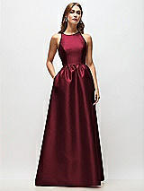 Front View Thumbnail - Cabernet Sleeveless Keyhole Back Satin Maxi Dress