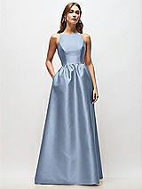 Front View Thumbnail - Cloudy Sleeveless Keyhole Back Satin Maxi Dress