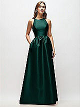 Front View Thumbnail - Evergreen Sleeveless Keyhole Back Satin Maxi Dress